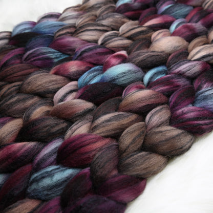 7 ate 9 on Hand Dyed 80/20 Cormo Wool Tussah Silk Combed Top - 4 oz