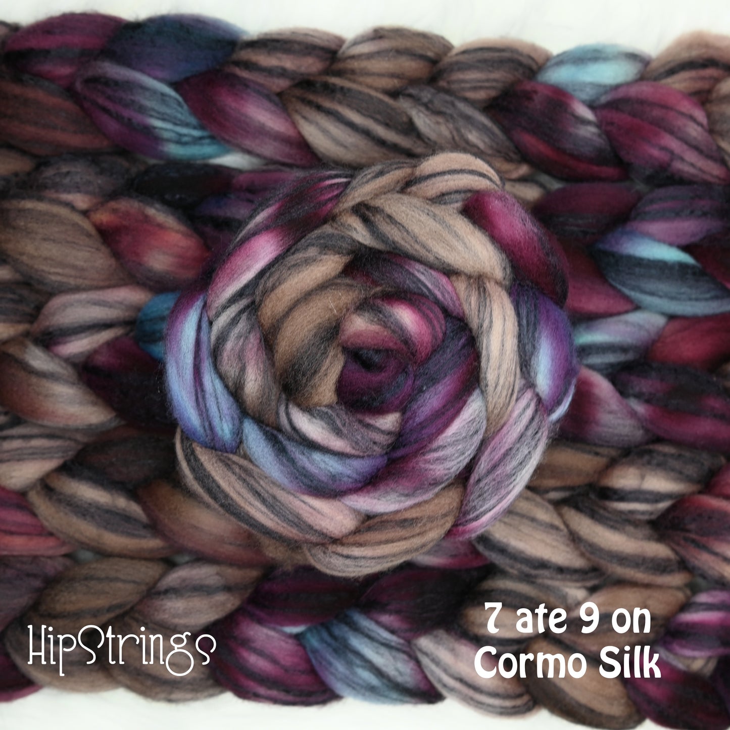 7 ate 9 on Hand Dyed 80/20 Cormo Wool Tussah Silk Combed Top - 4 oz