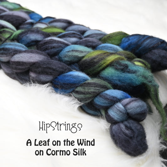 A Leaf on the Wind on Hand Dyed 80/20 Cormo Wool Tussah Silk Combed Top - 4 oz