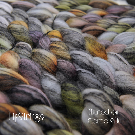 Haunted on Hand Dyed 80/20 Cormo Wool Tussah Silk Combed Top - 4 oz