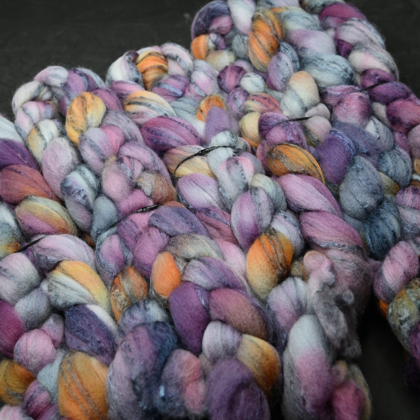 It's Complicated on Hand Dyed 80/20 Cormo Wool Tussah Silk Combed Top - 4 oz