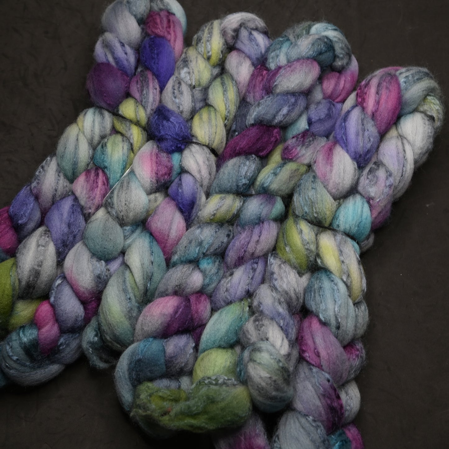 Magically Delicious on Hand Dyed 80/20 Cormo Wool Tussah Silk Combed Top - 4 oz