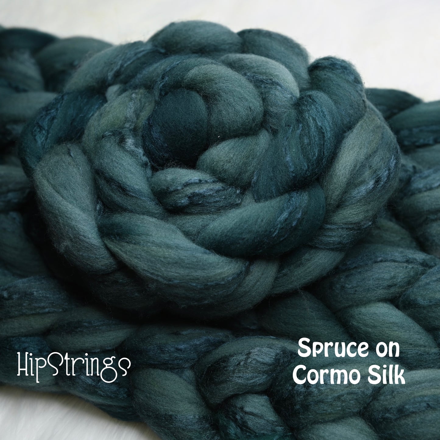 Spruce on Hand Dyed 80/20 Cormo Wool Tussah Silk Combed Top - 4 oz