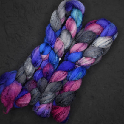 They Make Up Everything on Hand Dyed 80/20 Cormo Wool Tussah Silk Combed Top - 4 oz