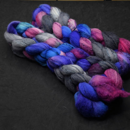 They Make Up Everything on Hand Dyed 80/20 Cormo Wool Tussah Silk Combed Top - 4 oz