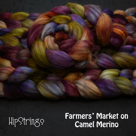 Farmers' Market on Hand Dyed Baby Camel Superfine Merino wool Combed top - 4 oz