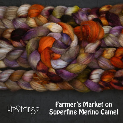 Farmers' Market on Hand Dyed Baby Camel Superfine Merino wool Combed top - 4 oz