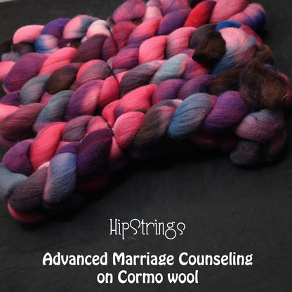 Advanced Marriage Counseling on Hand Dyed Cormo Wool Combed Top - 4 oz