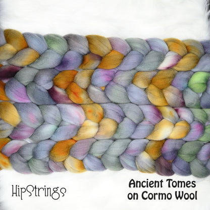 Ancient Tomes on Hand Dyed Cormo Wool Combed Top - 4 oz