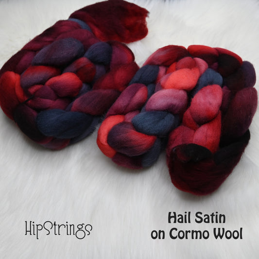 Hail Satin on Hand Dyed Cormo Wool Combed Top - 4 oz