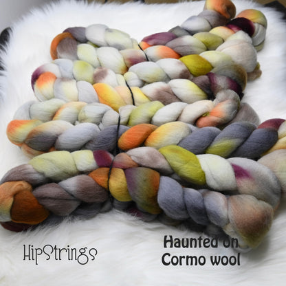Haunted on Hand Dyed Cormo Wool Combed Top - 4 oz