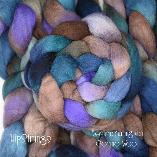 Restructuring on Hand Dyed Cormo Wool Combed Top - 4 oz