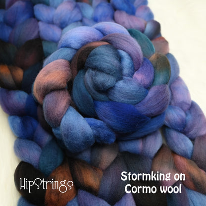 Stormking on Hand Dyed Cormo Wool Combed Top - 4 oz