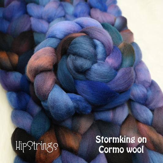 Stormking on Hand Dyed Cormo Wool Combed Top - 4 oz