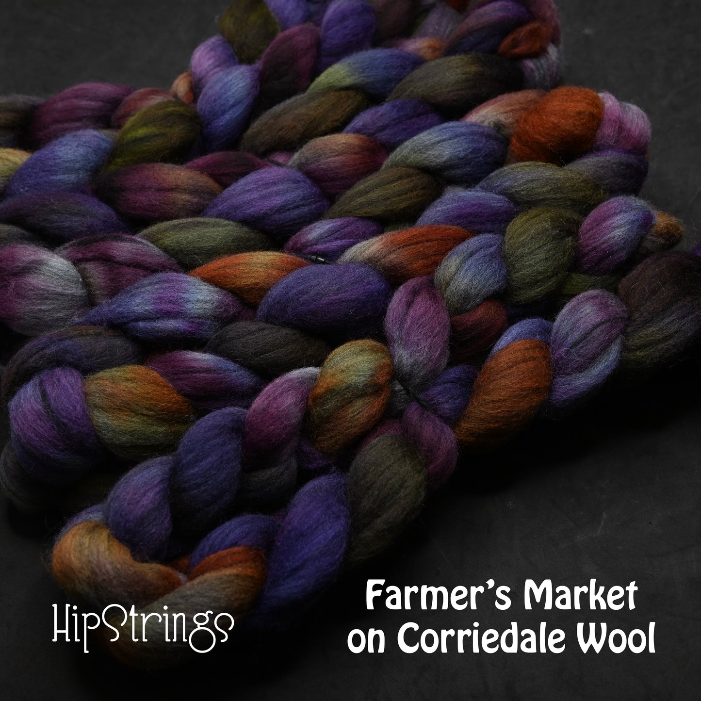 Farmers' Market on Hand Dyed Grey Corriedale Combed Wool Top 4 oz