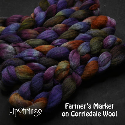 Farmers' Market on Hand Dyed Grey Corriedale Combed Wool Top 4 oz