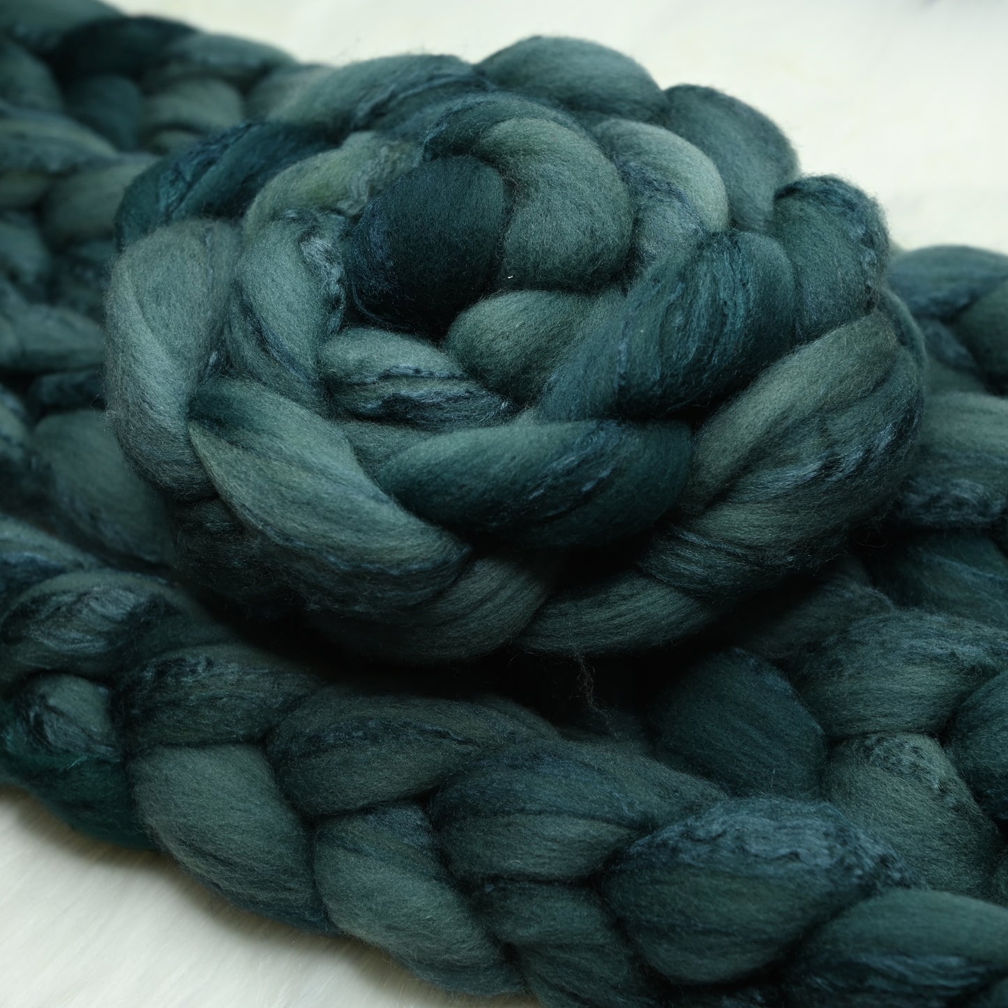 Spruce on Hand Dyed 80/20 Cormo Wool Tussah Silk Combed Top - 4 oz