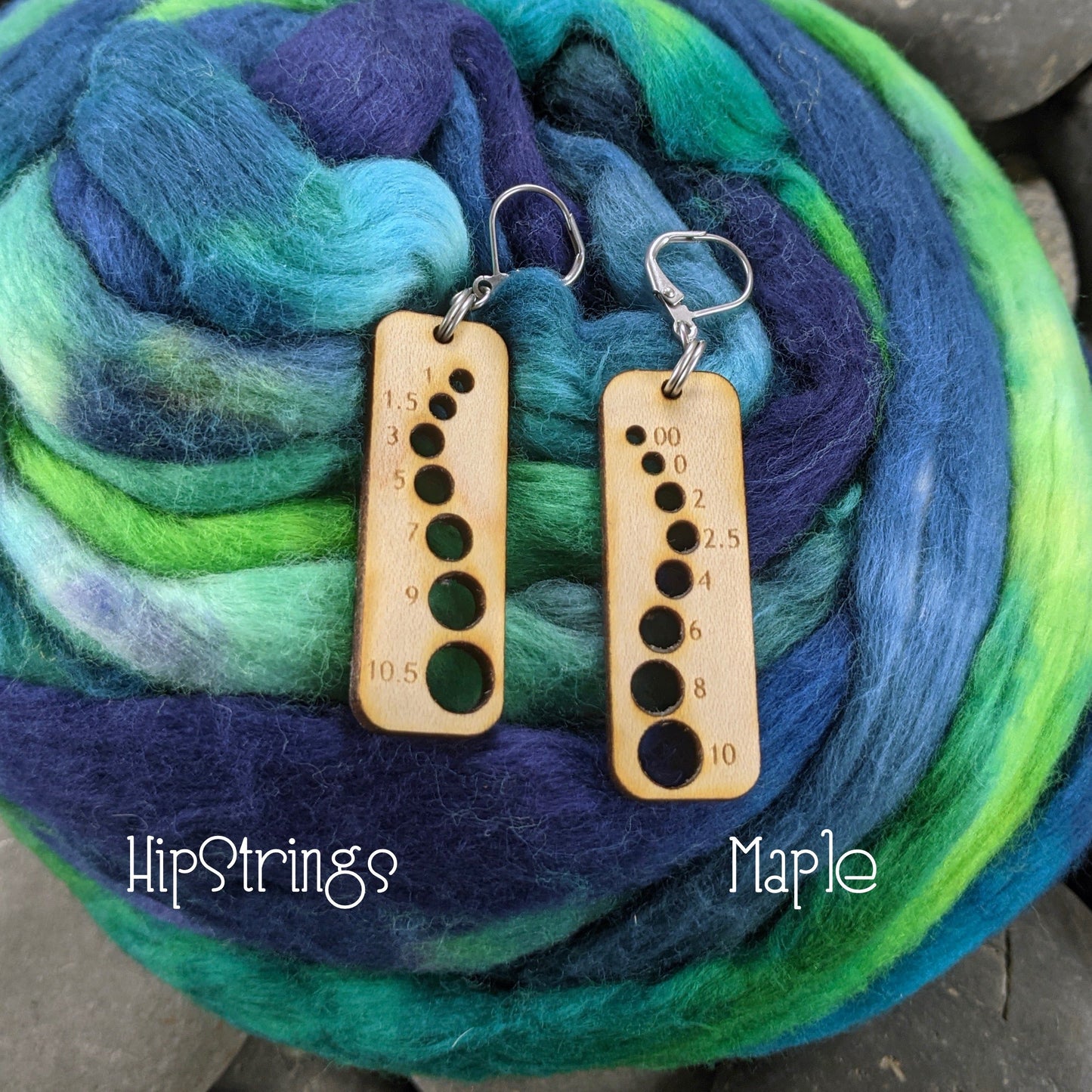 Knitting Needle Gauge Earrings - Assorted Hardwood