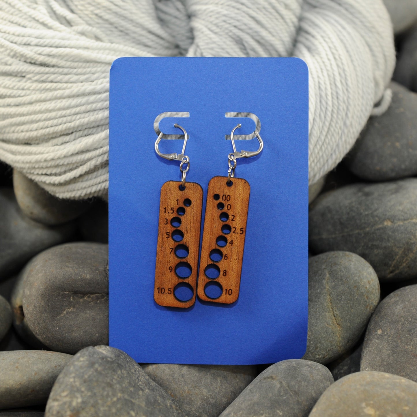 Knitting Needle Gauge Earrings - Assorted Hardwood