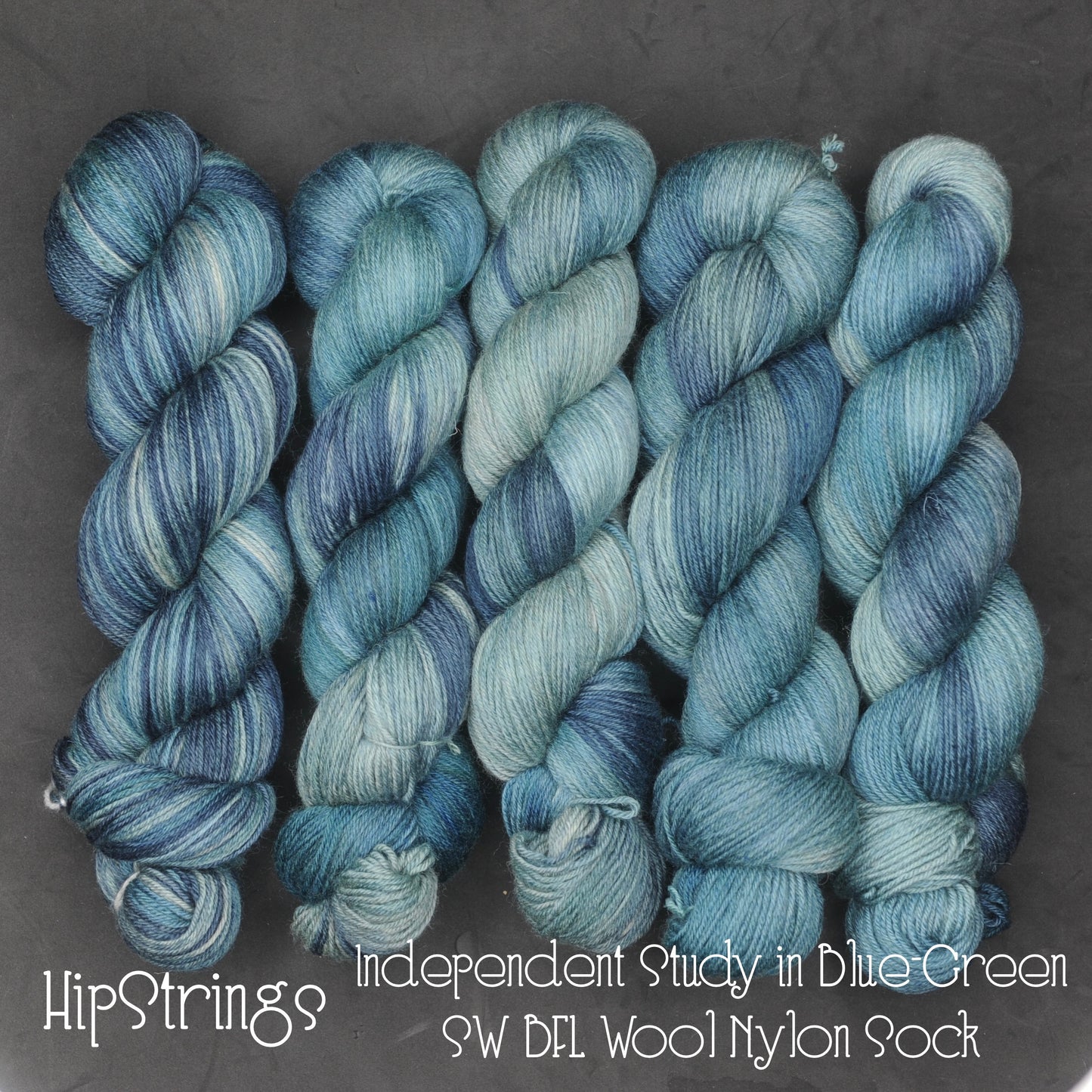 Independent Study in Blue Greens on Extra Credit SW BFL Nylon Sock yarn - 437 yd/100g