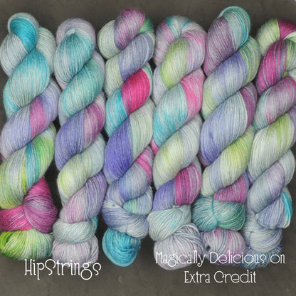 Magically Delicious on Hand Dyed Extra Credit SW BFL Nylon Sock yarn - 437 yd/100g