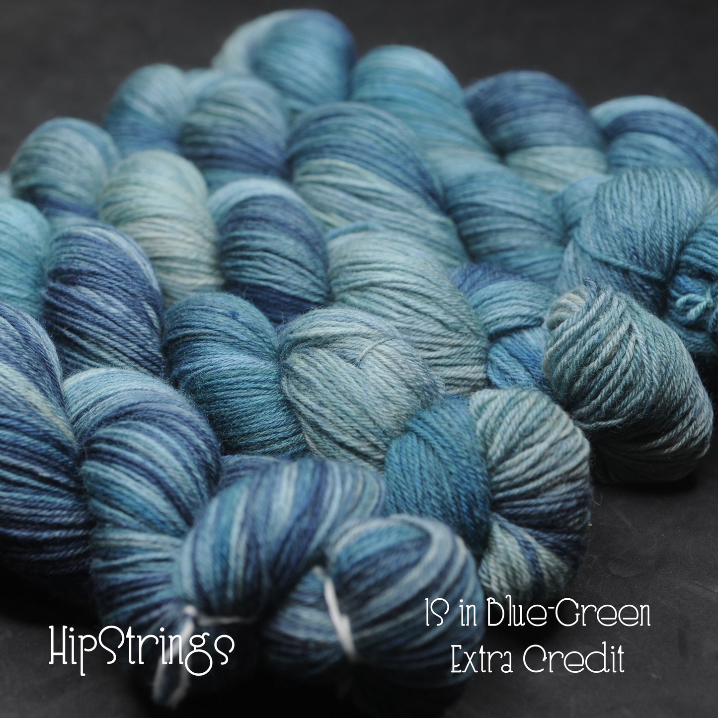 Independent Study in Blue Greens on Extra Credit SW BFL Nylon Sock yarn - 437 yd/100g