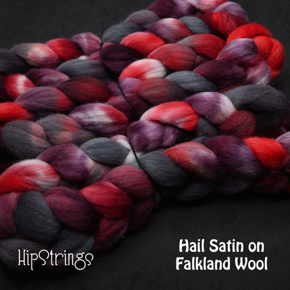 Hail Satin on Hand Dyed Falkland Wool Combed Top - 4 oz