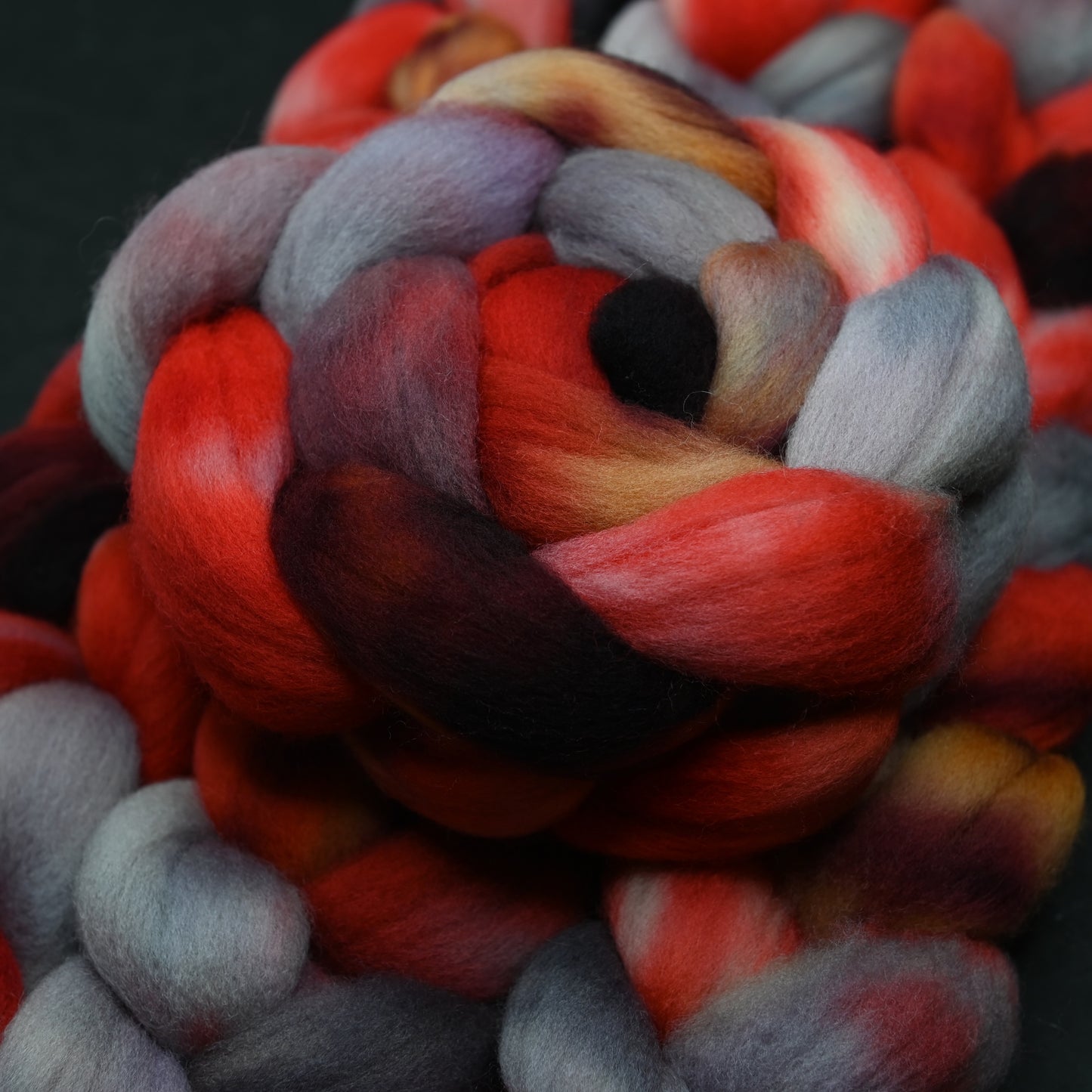 Strawberry Rhubarb on Hand Dyed Falkland Wool Combed Top - 4 oz