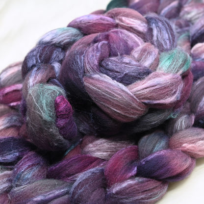 Advanced Marriage Counseling on Hand Dyed Grey Merino/Tussah Silk Combed Top 4 oz