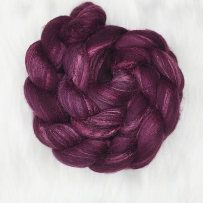 Dionysus on Hand Dyed Grey Merino Tussah Silk Combed Top 4 oz