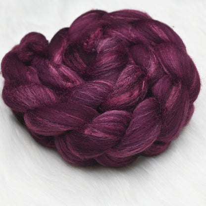 Dionysus on Hand Dyed Grey Merino Tussah Silk Combed Top 4 oz