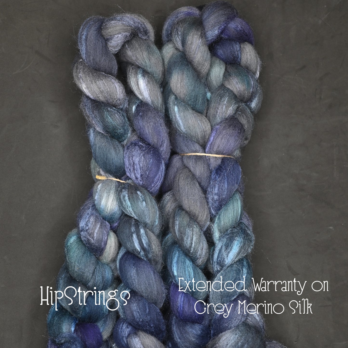 Extended Warranty on Hand Dyed Grey Merino/Tussah Silk Combed Top 4 oz