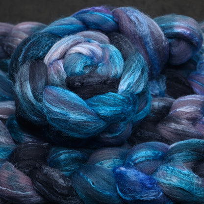 Stormking on Hand Dyed Grey Merino Tussah Silk Combed Top 4 oz