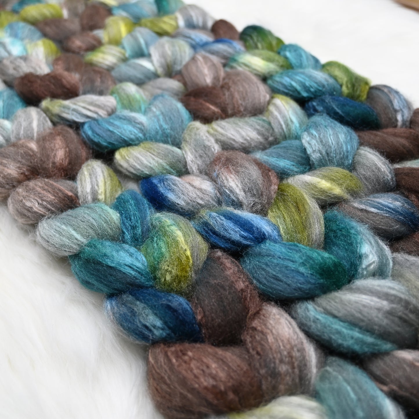 Sky Above, Ground Below - Hand Dyed Grey Merino/Tussah Silk Combed Top - 4 oz