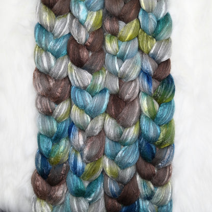 Sky Above, Ground Below - Hand Dyed Grey Merino/Tussah Silk Combed Top - 4 oz