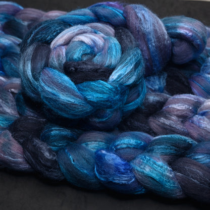Stormking on Hand Dyed Grey Merino Tussah Silk Combed Top 4 oz