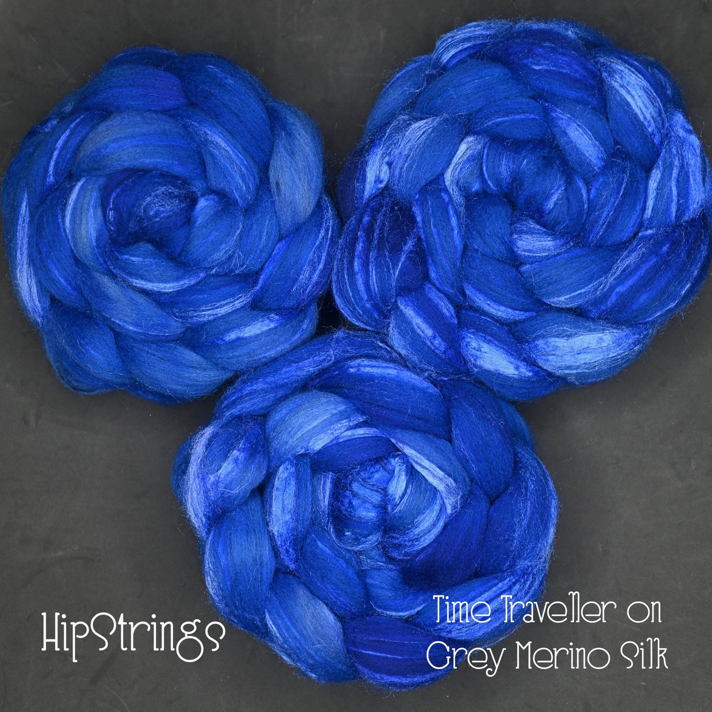 Time Traveler on Hand Dyed Grey Merino Tussah Silk Combed Top 4 oz