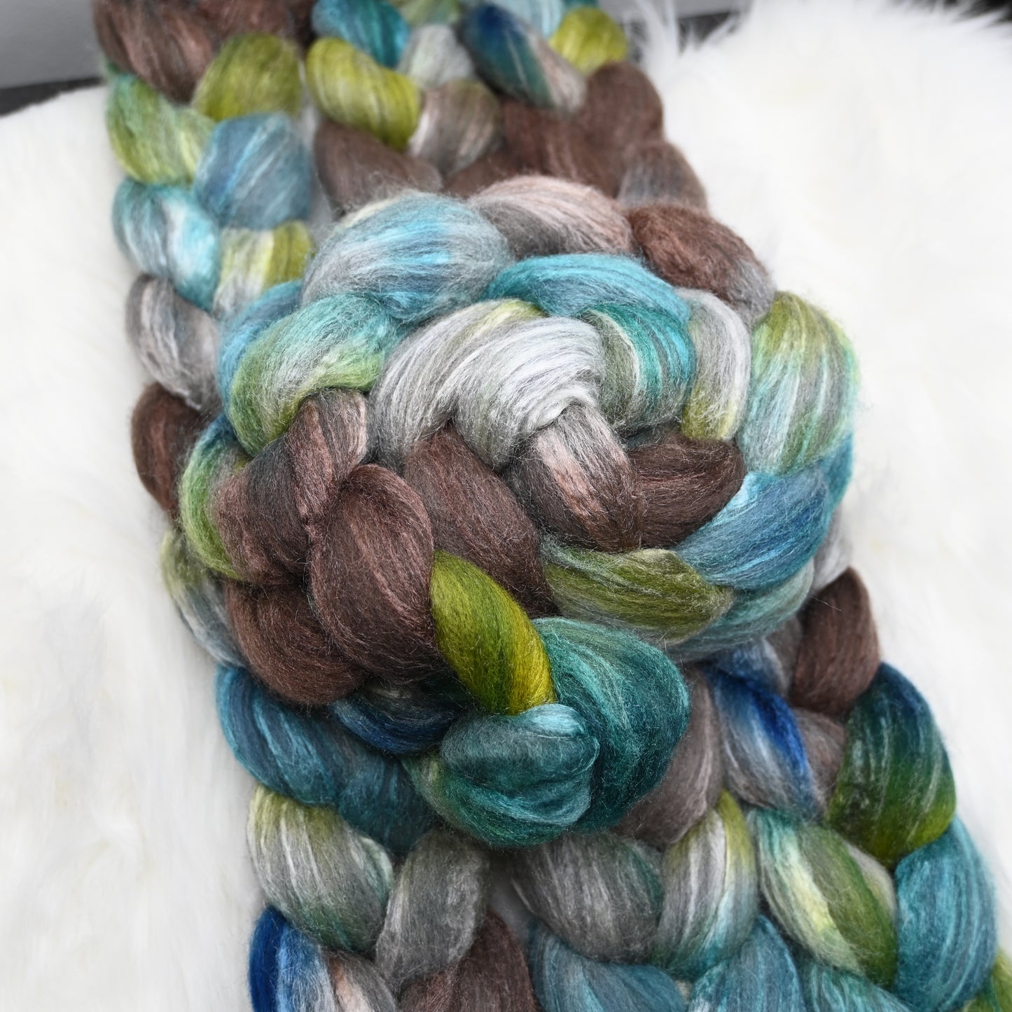 Sky Above, Ground Below - Hand Dyed Grey Merino/Tussah Silk Combed Top - 4 oz