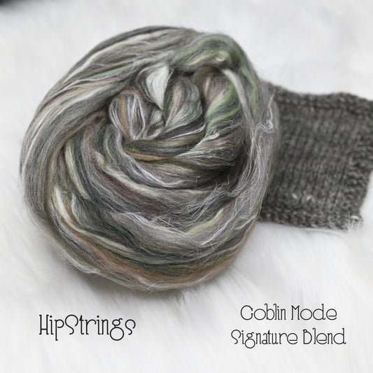 Goblin Mode Merino Shetland BFL Wool Bamboo Hemp Combed Top Signature Blend - 4 oz