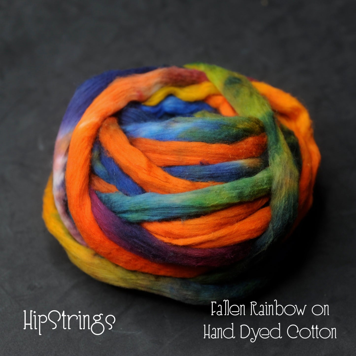 Fallen Rainbow on Hand Dyed Upland Cotton Carded Sliver - 2 oz