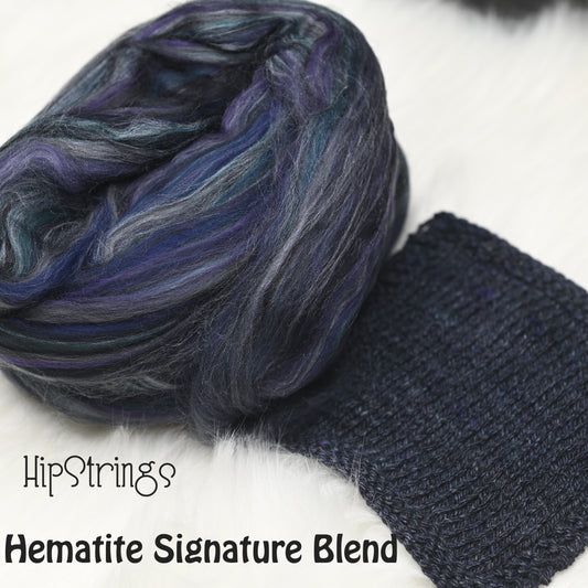 Hematite Superfine Merino Wool Silk Signature Custom Blended Top - 4 oz