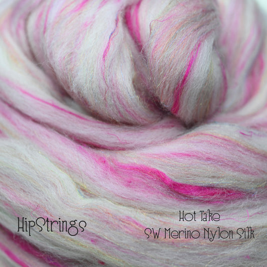 Hot Take Signature Blend SW Merino Sari Sparkle Combed Top - 4 oz