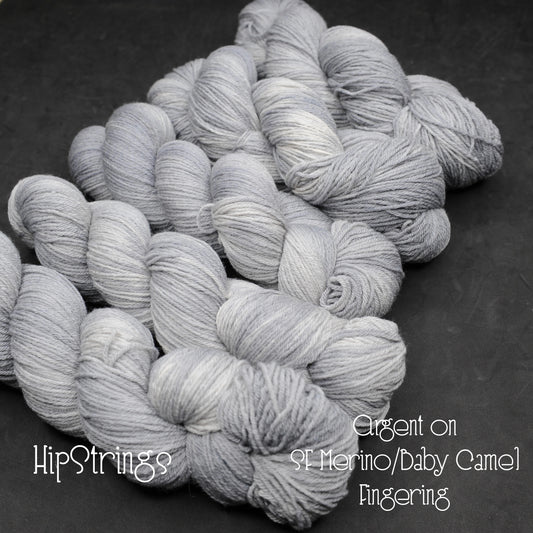 Argent on Hand Dyed Ivory Tower Superfine Merino and Baby Camel Fingering Weight Yarn - 437 yd/100g
