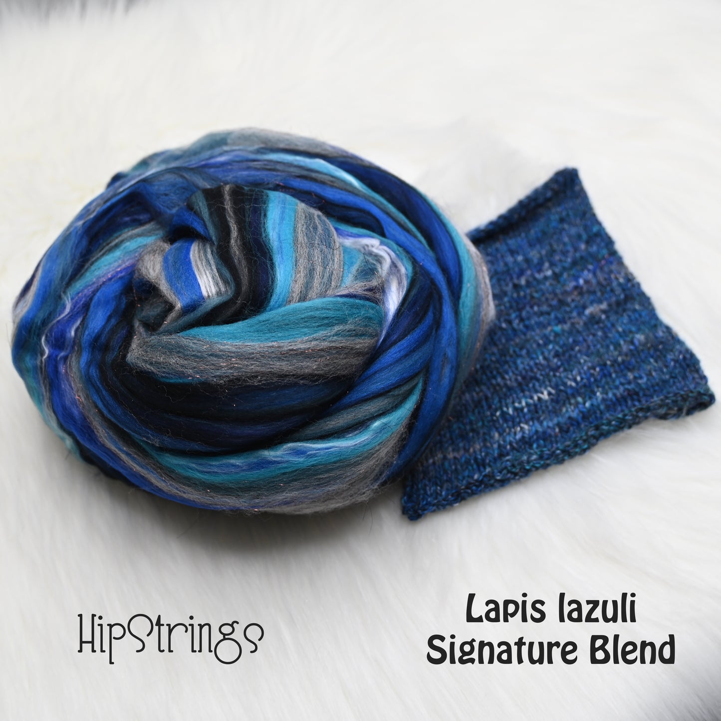 Lapis lazuli Superfine Merino Wool Silk Sparkle Custom Blended Top - 4 oz