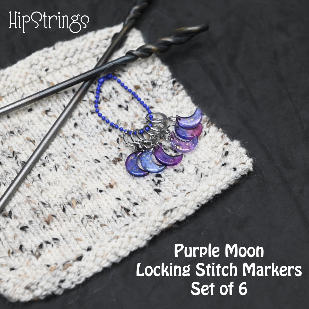 Purple Moon Locking Stitch Markers