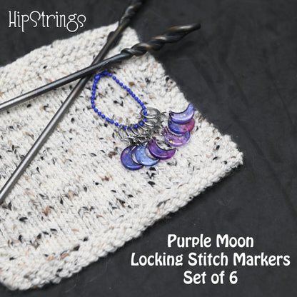 Purple Moon Locking Stitch Markers
