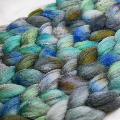 Crab Mentality on Hand Dyed Merino Yak Silk Combed Top - 4 oz