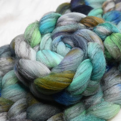 Crab Mentality on Hand Dyed Merino Yak Silk Combed Top - 4 oz