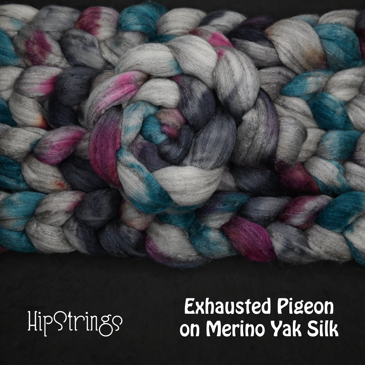 Exhausted Pigeon on Hand Dyed Merino Yak Silk Combed Top - 4 oz