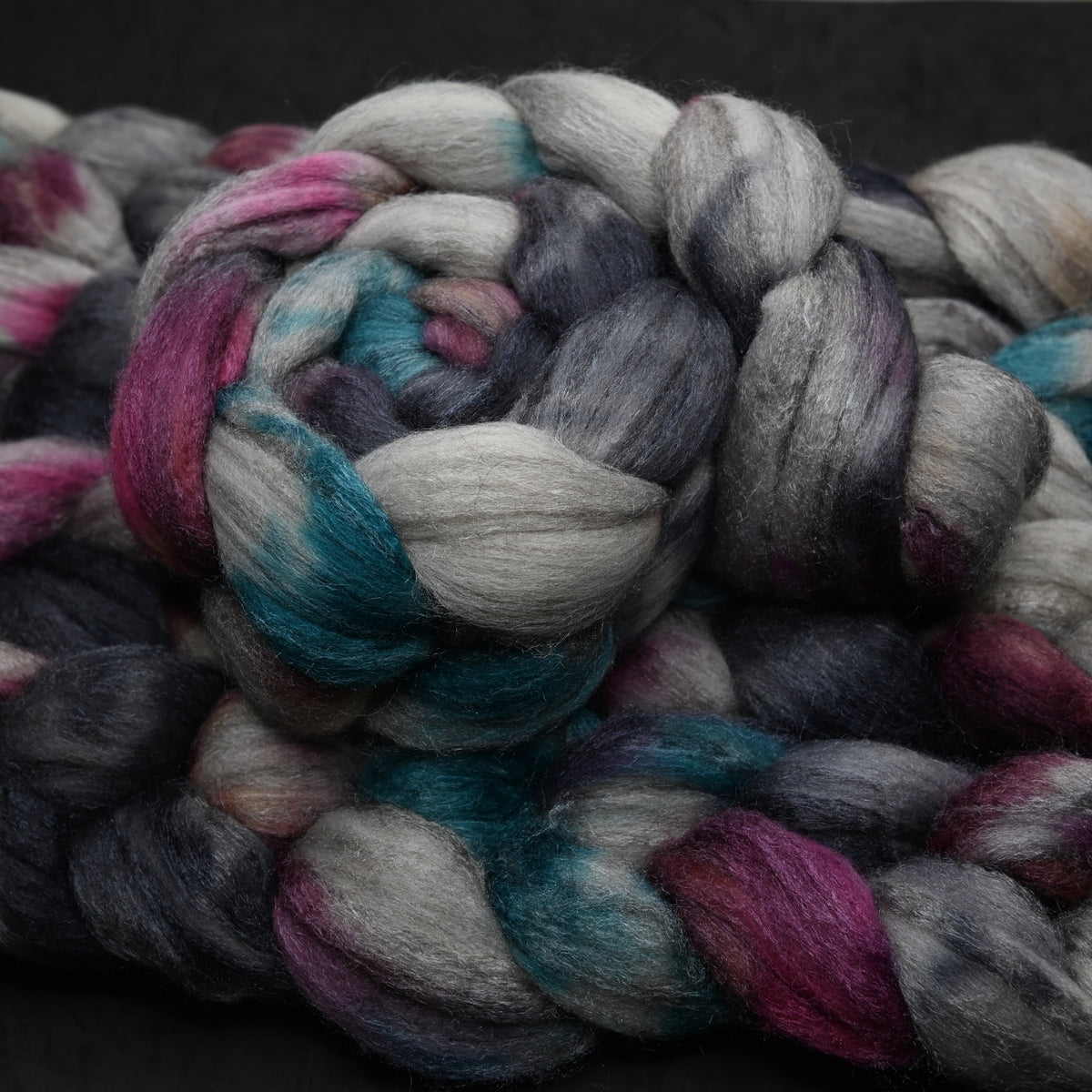 Exhausted Pigeon on Hand Dyed Merino Yak Silk Combed Top - 4 oz